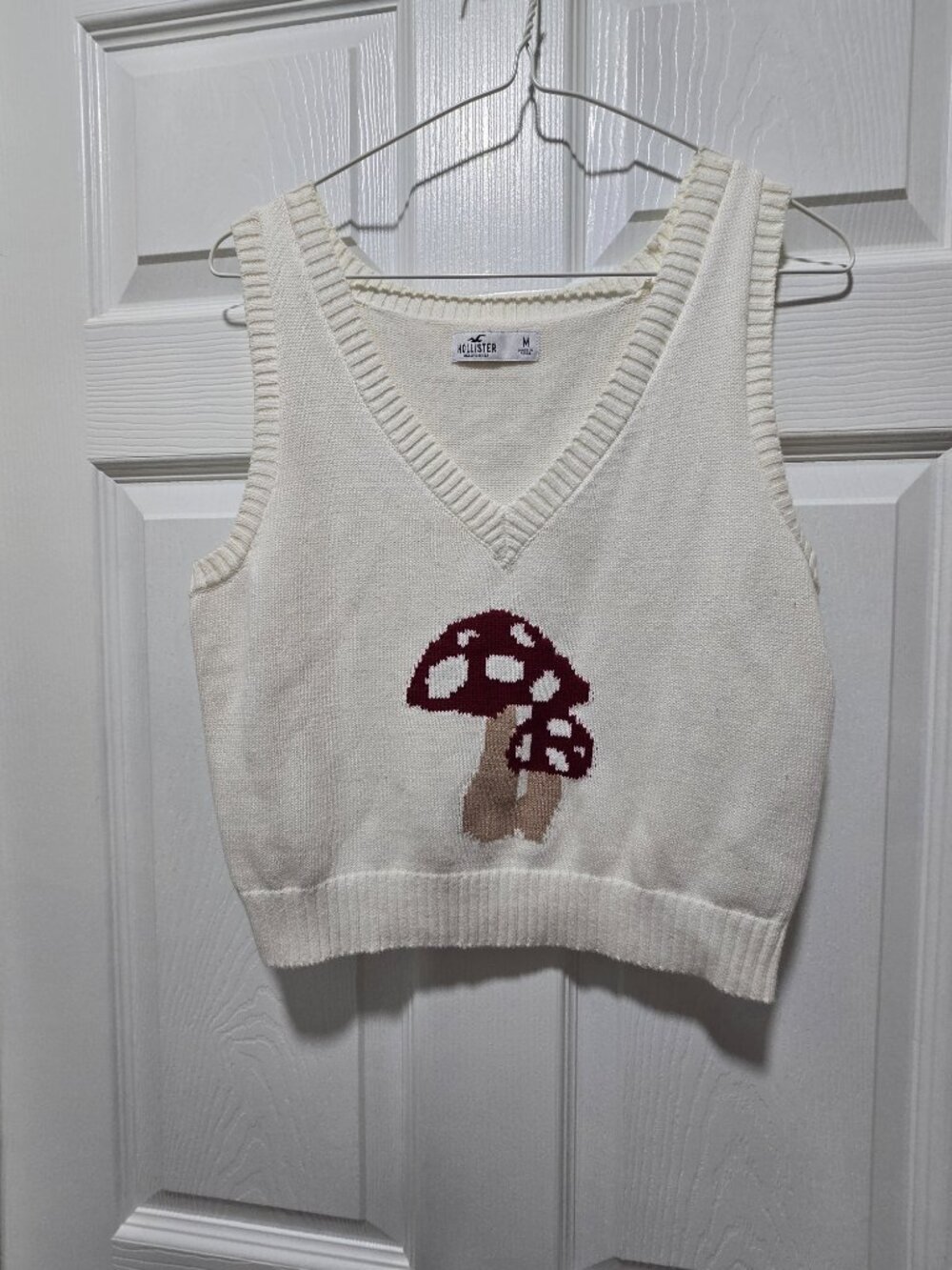 Hollister Womens Vest Med Mushroom Y2k Cropped Knit